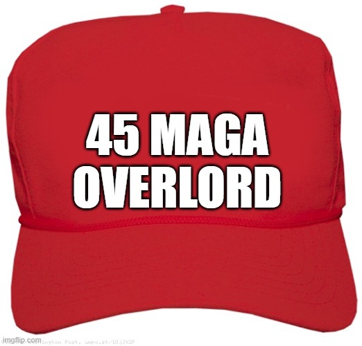 blank red MAGA CON hat | 45 MAGA
OVERLORD | image tagged in blank red maga hat,commie,dictator,fascist,donald trump approves,putin cheers | made w/ Imgflip meme maker