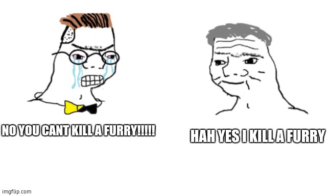 noooo you can't just | NO YOU CANT KILL A FURRY!!!!! HAH YES I KILL A FURRY | image tagged in noooo you can't just | made w/ Imgflip meme maker