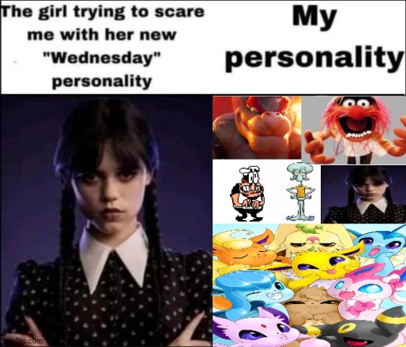 I Am the Check Mix | image tagged in the girl trying to scare me with her new wednesday personality,squidward,pizza tower,eevee,wednesday | made w/ Imgflip meme maker