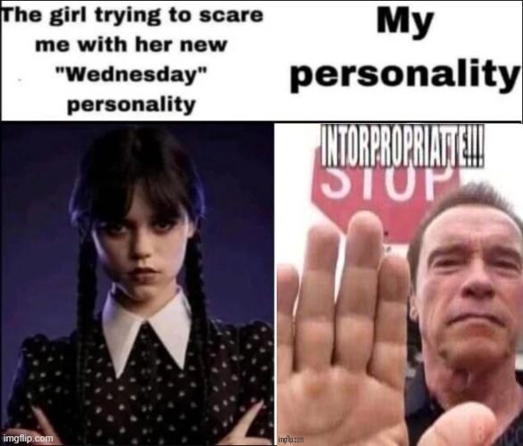 cencored because of.......reasons........ | image tagged in the girl trying to scare me with her new wednesday personality | made w/ Imgflip meme maker