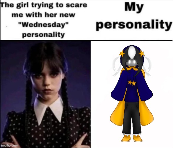Blud deadass thinks I yield | image tagged in the girl trying to scare me with her new wednesday personality | made w/ Imgflip meme maker
