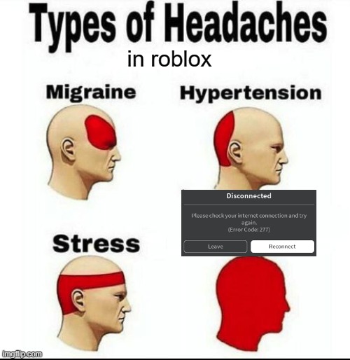 types of hedache of roblox players | in roblox | image tagged in types of headaches meme,roblox,roblox error message | made w/ Imgflip meme maker