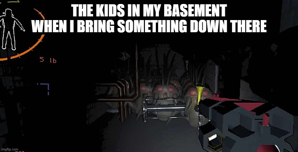 these are the kids in my basement | THE KIDS IN MY BASEMENT WHEN I BRING SOMETHING DOWN THERE | image tagged in a horde of loot bugs lethal company,memes,lethal company | made w/ Imgflip meme maker