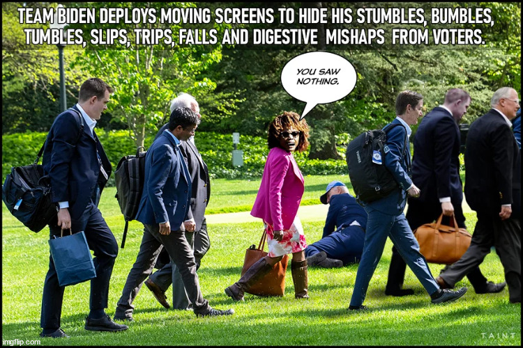 The grass was wet... really... | image tagged in running cover,for dementia joe | made w/ Imgflip meme maker