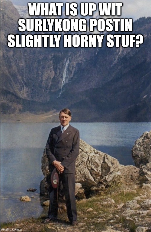 is this normal behaviour? | WHAT IS UP WIT SURLYKONG POSTIN SLIGHTLY HORNY STUF? | made w/ Imgflip meme maker