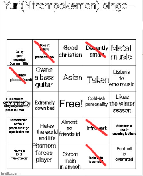 doing this 'cause i’m nice | platonically | image tagged in nfrompokemon bingo | made w/ Imgflip meme maker