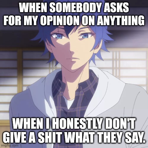 Funny-meme | WHEN SOMEBODY ASKS FOR MY OPINION ON ANYTHING; WHEN I HONESTLY DON'T GIVE A SHIT WHAT THEY SAY. | image tagged in memes | made w/ Imgflip meme maker