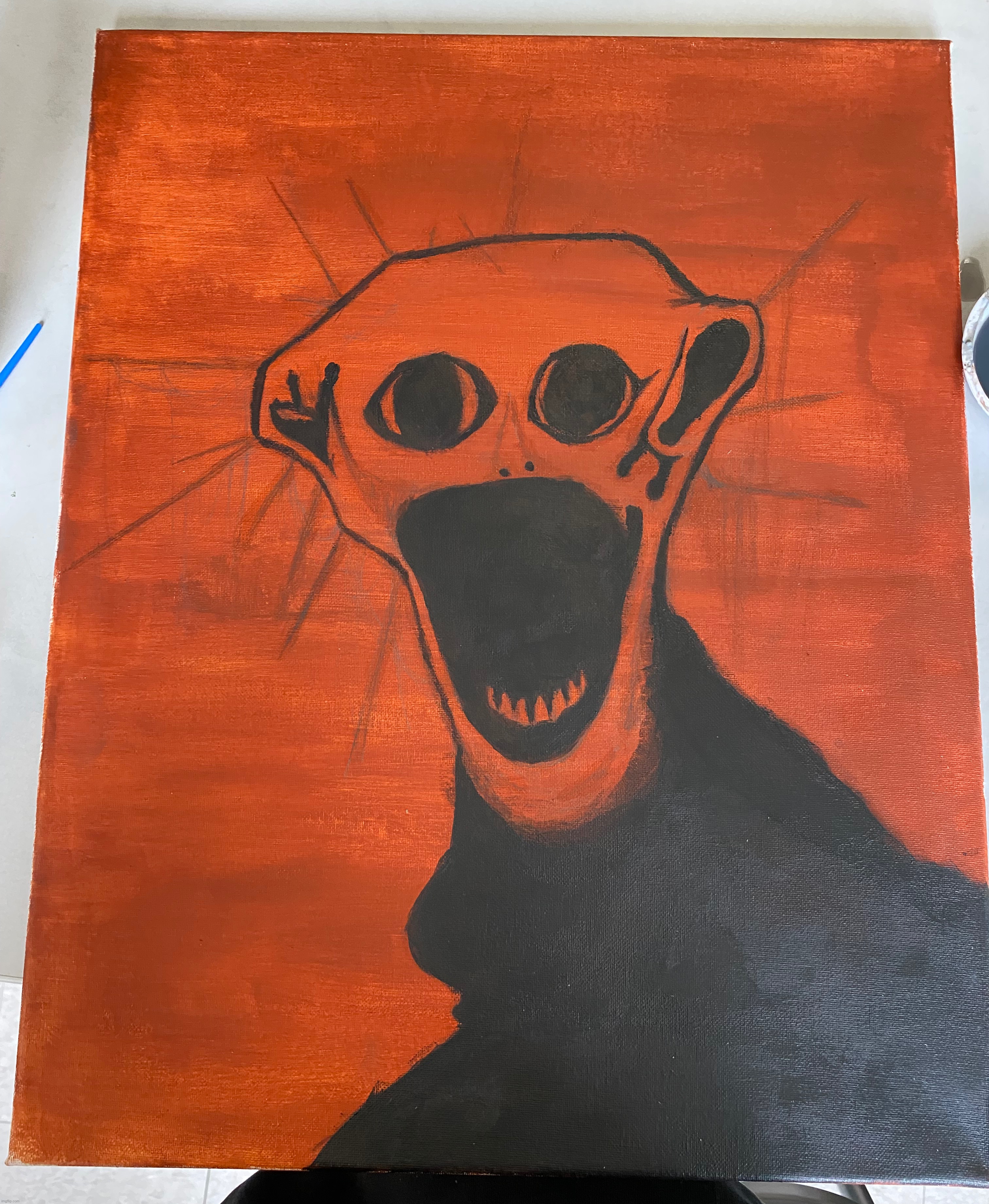 Im alive and trying my hand at painting without instructions, starting with phen-228 | image tagged in yippee,the boiled one,phen-228,painting | made w/ Imgflip meme maker