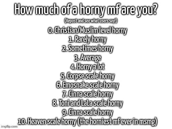 chat gimme the verdict | image tagged in how much of a horny mf are you | made w/ Imgflip meme maker