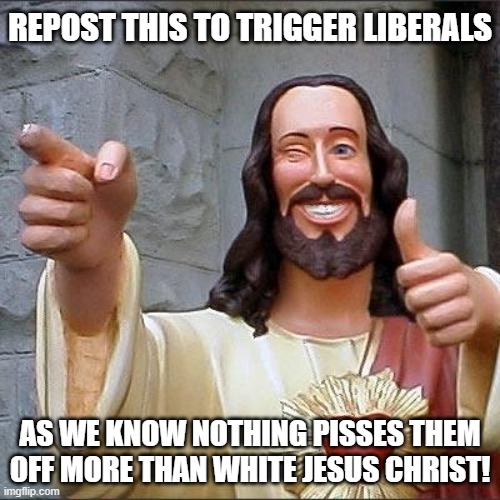 White Jesus Triggers Liberals | REPOST THIS TO TRIGGER LIBERALS; AS WE KNOW NOTHING PISSES THEM OFF MORE THAN WHITE JESUS CHRIST! | image tagged in jesus says,stupid liberals,white jesus | made w/ Imgflip meme maker