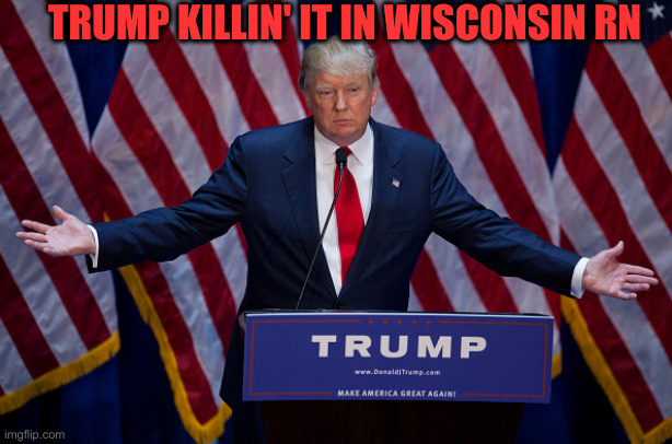 Find & Watch, If U Like That Sort of Thing | TRUMP KILLIN' IT IN WISCONSIN RN | image tagged in donald trump,funny memes,funny,political meme,politics | made w/ Imgflip meme maker