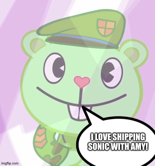 Flippy loves Shipping Sonic with Amy | I LOVE SHIPPING SONIC WITH AMY! | image tagged in flippy smiles 2 htf,sonic the hedgehog,amy rose | made w/ Imgflip meme maker