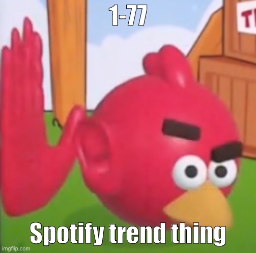 ahhhrrrnnhheeah | 1-77; Spotify trend thing | image tagged in ahhhrrrnnhheeah | made w/ Imgflip meme maker
