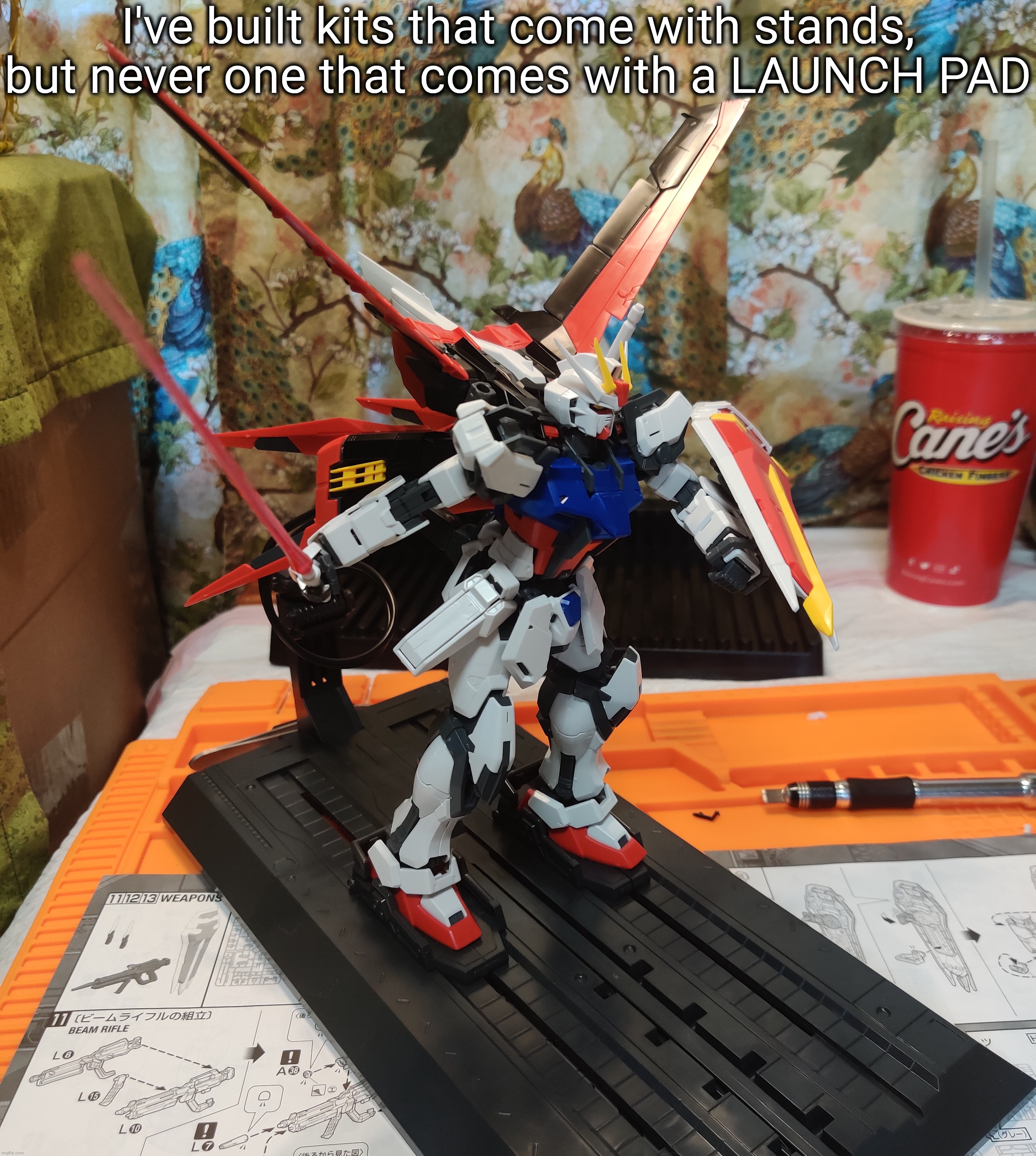 Just thought this was interesting | I've built kits that come with stands, but never one that comes with a LAUNCH PAD | made w/ Imgflip meme maker