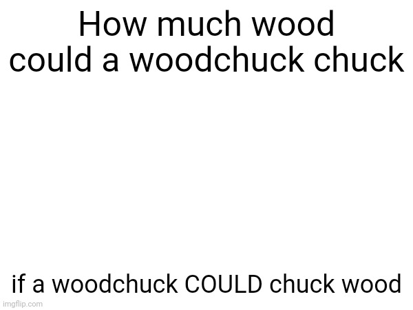How much wood could a woodchuck chuck if a woodchuck COULD chuck wood | made w/ Imgflip meme maker