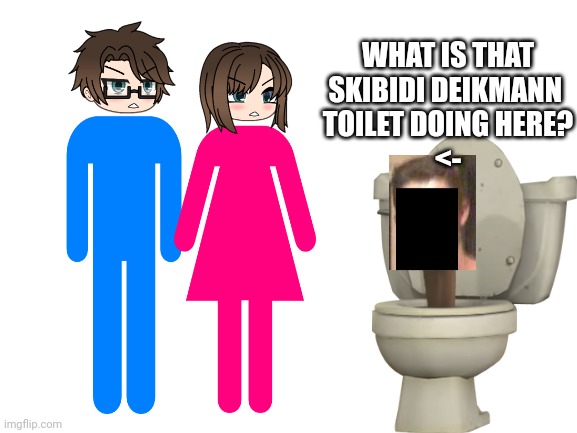 The Caras vs Skibidi Deikmann Toilet | WHAT IS THAT SKIBIDI DEIKMANN 
TOILET DOING HERE?
<- | image tagged in pop up school 2,pus2,x is for x,male cara,cara,skibidi toilet | made w/ Imgflip meme maker