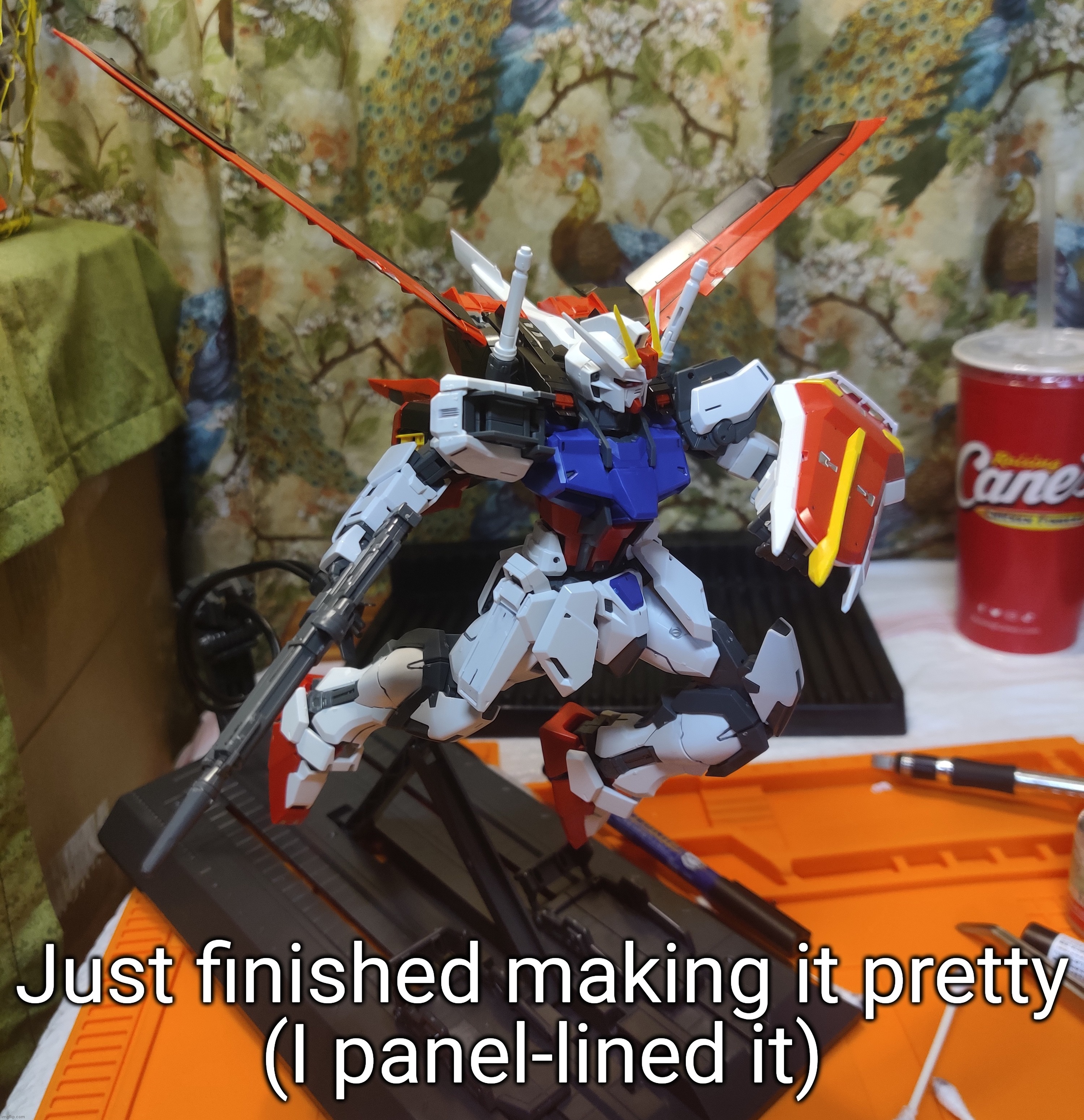 I also added some small bits of silver using a Gundam marker (yes that's actually what it's called) | Just finished making it pretty
(I panel-lined it) | made w/ Imgflip meme maker