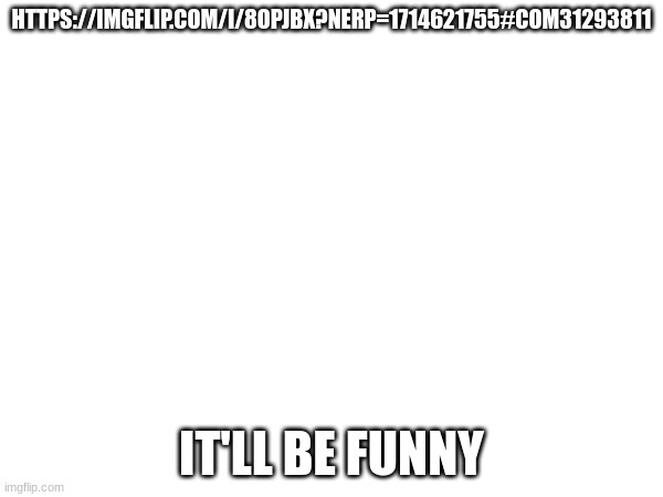 HTTPS://IMGFLIP.COM/I/8OPJBX?NERP=1714621755#COM31293811; IT'LL BE FUNNY | made w/ Imgflip meme maker