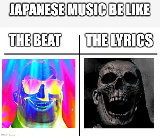 e | JAPANESE MUSIC BE LIKE; THE BEAT; THE LYRICS | made w/ Imgflip meme maker