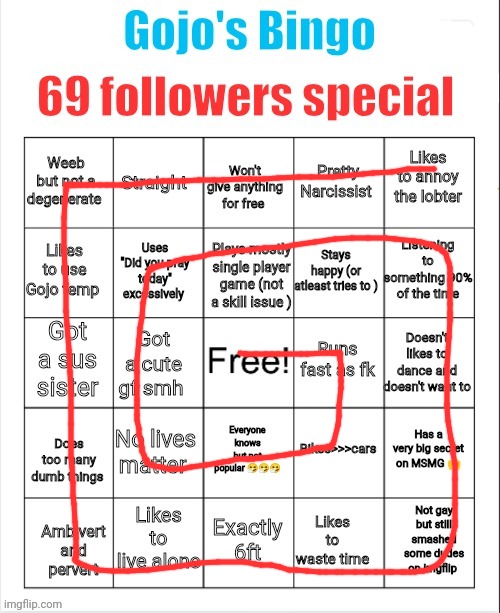 Only I can complete this bingo | image tagged in gojo's bingo | made w/ Imgflip meme maker