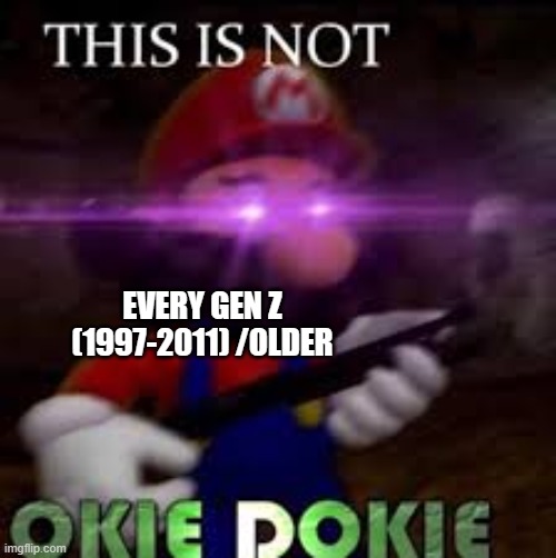 This is not okie dokie | EVERY GEN Z (1997-2011) /OLDER | image tagged in this is not okie dokie | made w/ Imgflip meme maker