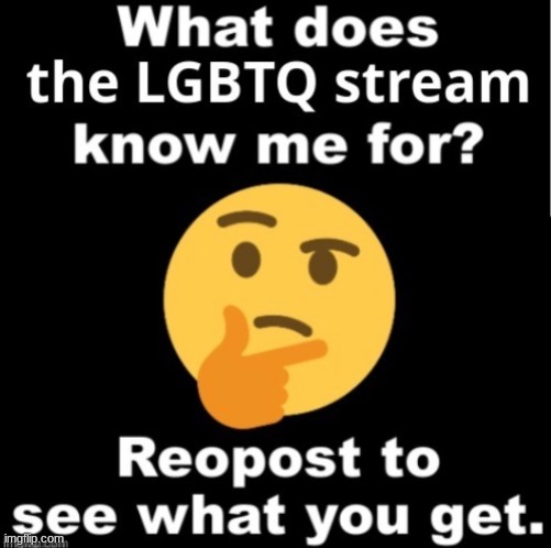 I have now made it a template! | image tagged in what does the lgbtq stream know me for,new template,repost this,reposts,memes | made w/ Imgflip meme maker