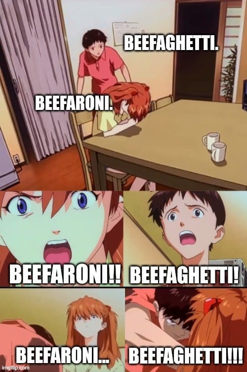Where's the Beef? | image tagged in memes,funny,funny memes,fun,anime,neon genesis evangelion | made w/ Imgflip meme maker