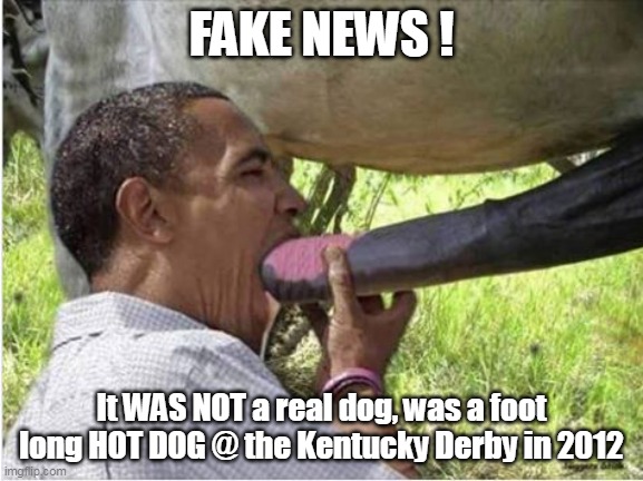 FAKE NEWS ! It WAS NOT a real dog, was a foot long HOT DOG @ the Kentucky Derby in 2012 | made w/ Imgflip meme maker
