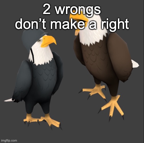 tf2 eagles | 2 wrongs don’t make a right | image tagged in tf2 eagles | made w/ Imgflip meme maker