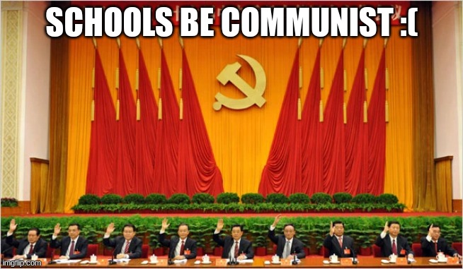 ccp | SCHOOLS BE COMMUNIST :( | image tagged in ccp | made w/ Imgflip meme maker