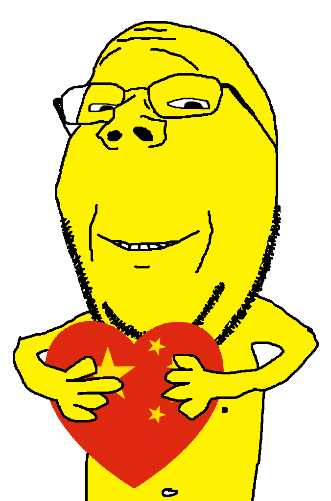 Chinese soyjak holding heart Blank Meme Template