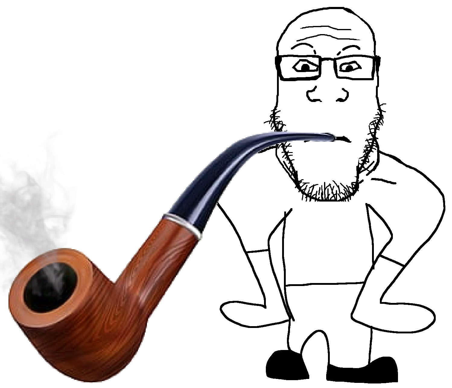 High Quality Soyjak smokes a pipe Blank Meme Template