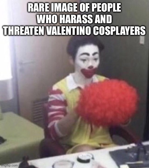 Differentiate fiction from reality people! They are not supporting his actions! | RARE IMAGE OF PEOPLE WHO HARASS AND THREATEN VALENTINO COSPLAYERS | image tagged in man utd fans getting ready to support their team,hazbin hotel | made w/ Imgflip meme maker