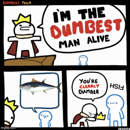 fish | FISH | image tagged in i'm the dumbest man alive | made w/ Imgflip meme maker