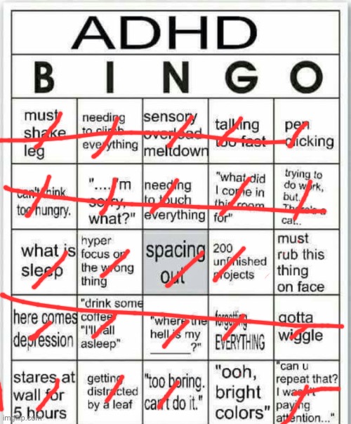 :skull: | image tagged in adhd bingo | made w/ Imgflip meme maker