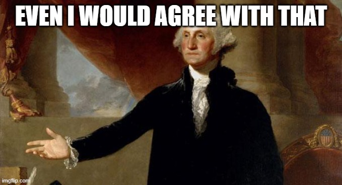george washington | EVEN I WOULD AGREE WITH THAT | image tagged in george washington | made w/ Imgflip meme maker