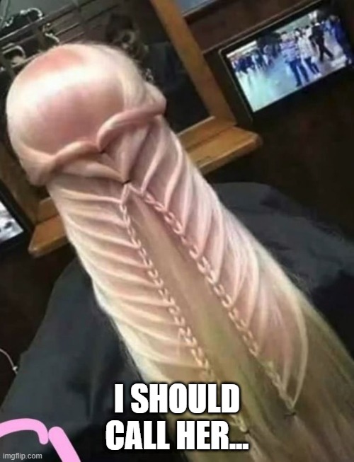 It's the Hair | I SHOULD CALL HER... | image tagged in sex jokes | made w/ Imgflip meme maker