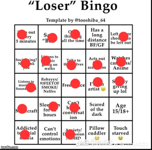 damn. | image tagged in loser bingo | made w/ Imgflip meme maker