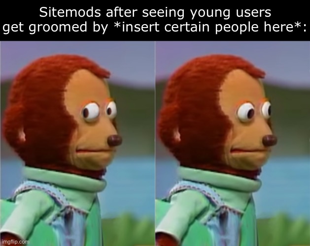 I guess they just watch… | Sitemods after seeing young users get groomed by *insert certain people here*: | image tagged in awkward look | made w/ Imgflip meme maker