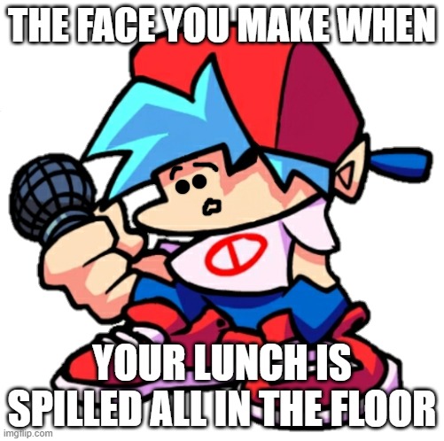 ........ | THE FACE YOU MAKE WHEN; YOUR LUNCH IS SPILLED ALL IN THE FLOOR | image tagged in add a face to boyfriend friday night funkin,memes,funny,fnf | made w/ Imgflip meme maker