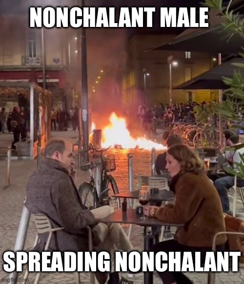 Ignoring the Danger | NONCHALANT MALE; SPREADING NONCHALANT | image tagged in ignoring the danger | made w/ Imgflip meme maker