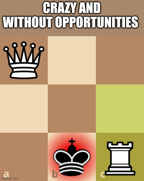 Opportunity | CRAZY AND WITHOUT OPPORTUNITIES | image tagged in checkmated king | made w/ Imgflip meme maker