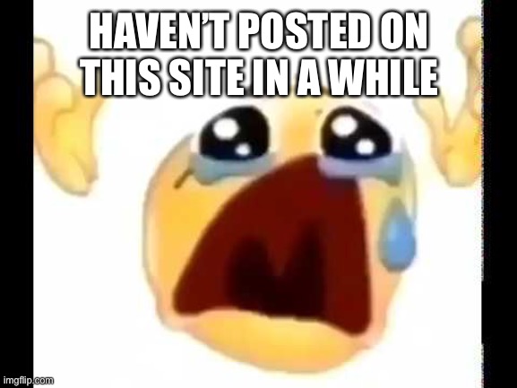 Ok | HAVEN’T POSTED ON THIS SITE IN A WHILE | image tagged in cursed crying emoji | made w/ Imgflip meme maker