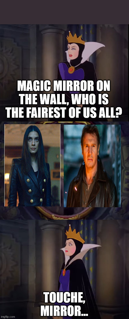 MAGIC MIRROR ON THE WALL, WHO IS THE FAIREST OF US ALL? TOUCHE, MIRROR... | image tagged in mirror | made w/ Imgflip meme maker