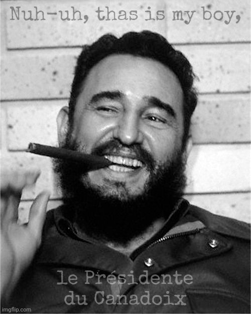 Fidel Castro | Nuh-uh, thas is my boy, le Présidente du Canadoix | image tagged in fidel castro | made w/ Imgflip meme maker