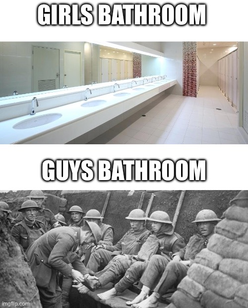 Girls Bathroom vs Boys Bathroom | GIRLS BATHROOM; GUYS BATHROOM | image tagged in girls bathroom vs boys bathroom | made w/ Imgflip meme maker