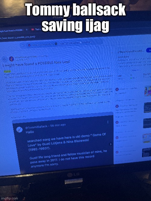 Tommy ballsack saving ijag | made w/ Imgflip meme maker