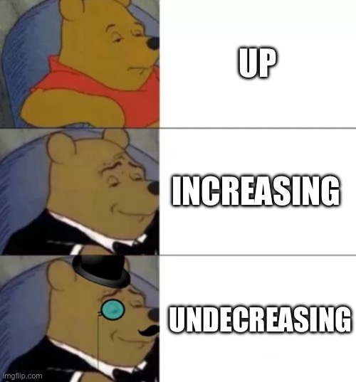 Fancy pooh | UP; INCREASING; UNDECREASING | image tagged in fancy pooh | made w/ Imgflip meme maker