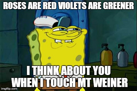 Don't You Squidward Meme | ROSES ARE RED VIOLETS ARE GREENER I THINK ABOUT YOU WHEN I TOUCH MT WEINER | image tagged in memes,dont you squidward | made w/ Imgflip meme maker