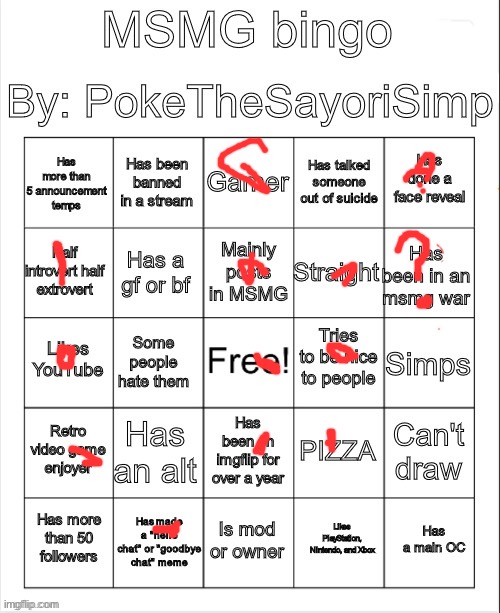 Idk if I’ve been in a stream war | image tagged in msmg bingo by poke | made w/ Imgflip meme maker